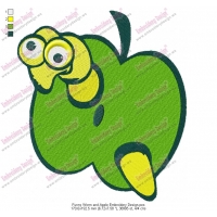 Funny Worm and Apple Embroidery Design